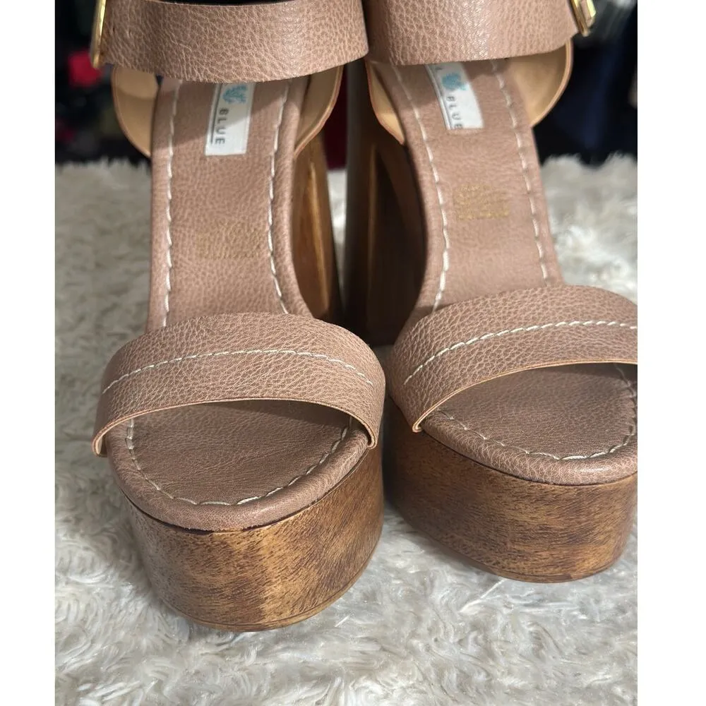 Anthropologie Made in Mexico Tan Platform Block Chunky Heels Wood Boho Bratz - Image 8