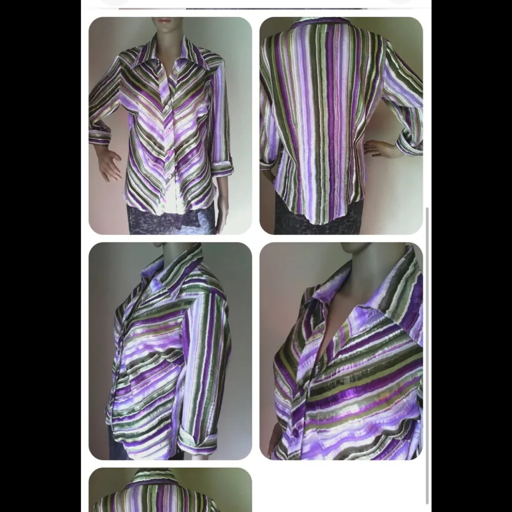 Womens Dress Barn Short Buttoned Down Semi Sheer Shirt Size Med 3/4 Sleeves - Image 3