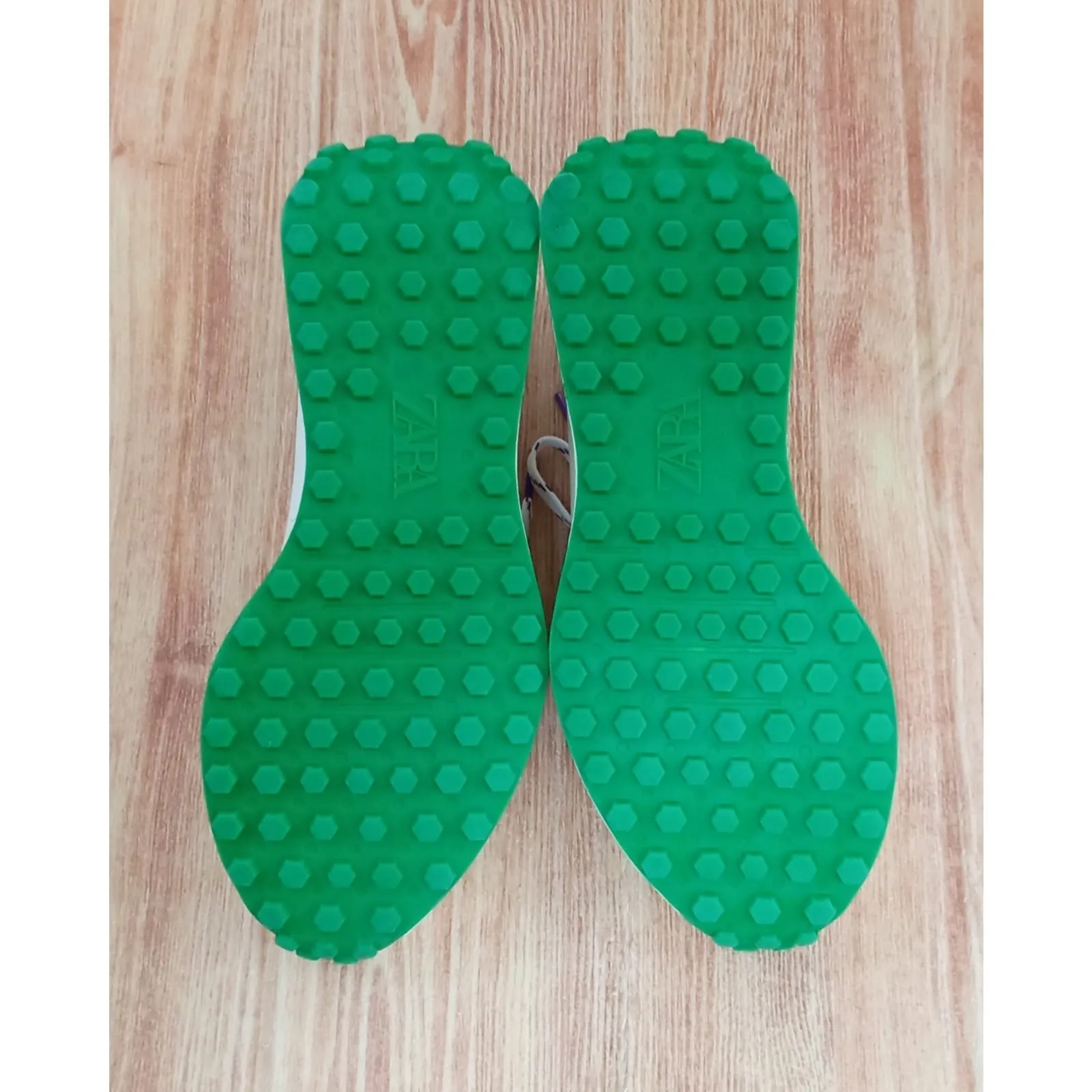 Zara Women's Sneakers Lace-Up Off White Purple Green Size EU 39 - Image 8