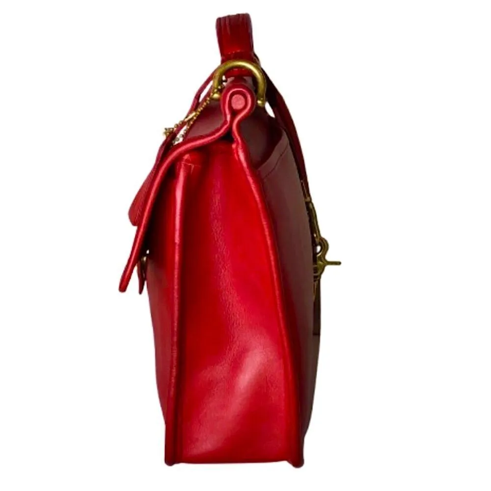 Vintage COACH Willis Red Glove Tanned Leather Turn Lock Satchel 9927 USA COA - Image 11