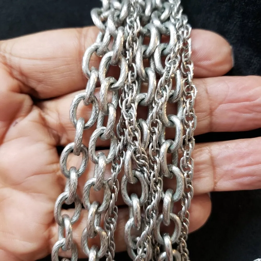 Natasha Fashion Silver Tone Multi Strand Cable Chain Necklace with Lobster Clasp - Image 7