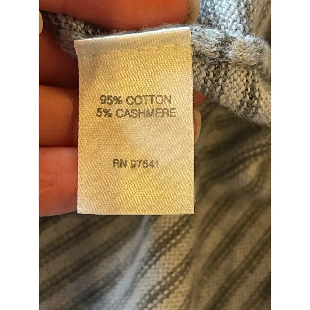 J. Jill Pure Jill Blue Striped‎ Cashmere Blend Asymmetric Hem Sweater Size S - Image 8