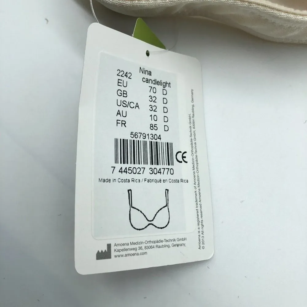 Amoena Nina Pocketed Underwire Mastectomy Bra Lace Ivory 32D Size undefined - Image 5