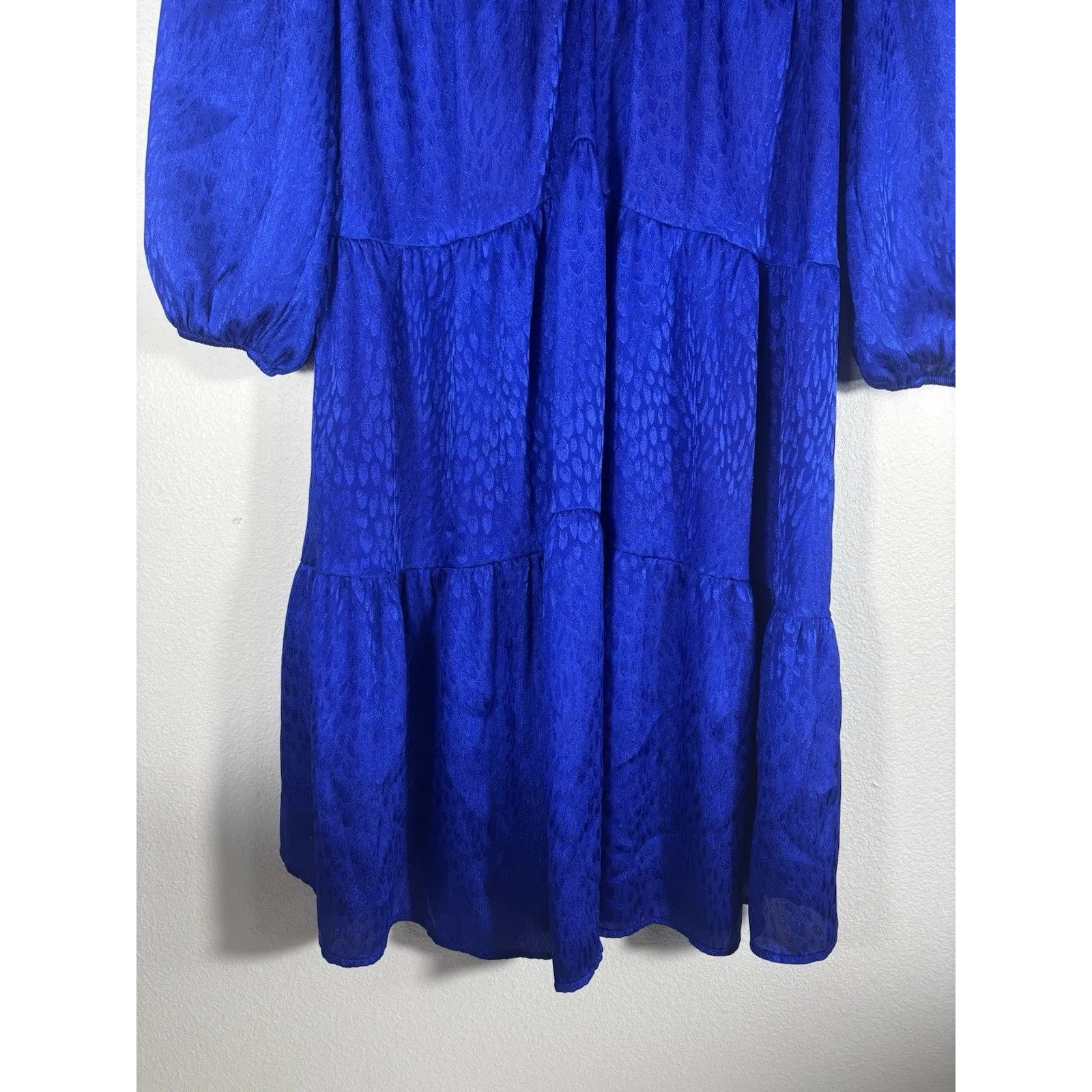Kate And Lily Royal Blue Boho Casual Puffer Sleeve Tiered Midi Dress Size 8 - Image 3