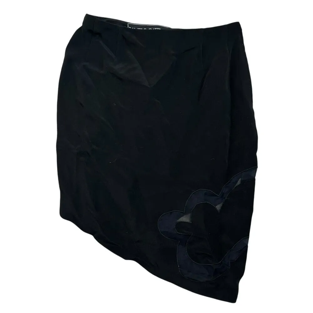 Raniero Gattinoni Black Skirt in Small Vintage 90s Italian Cutout Asymmetrical - Image 5