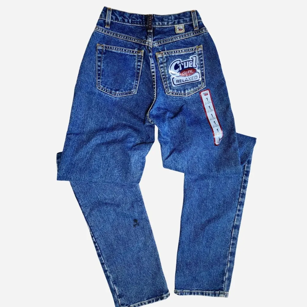 Cruel Girl vintage high-waisted straight relaxed fit blue jeans - size 0 long - Image 4