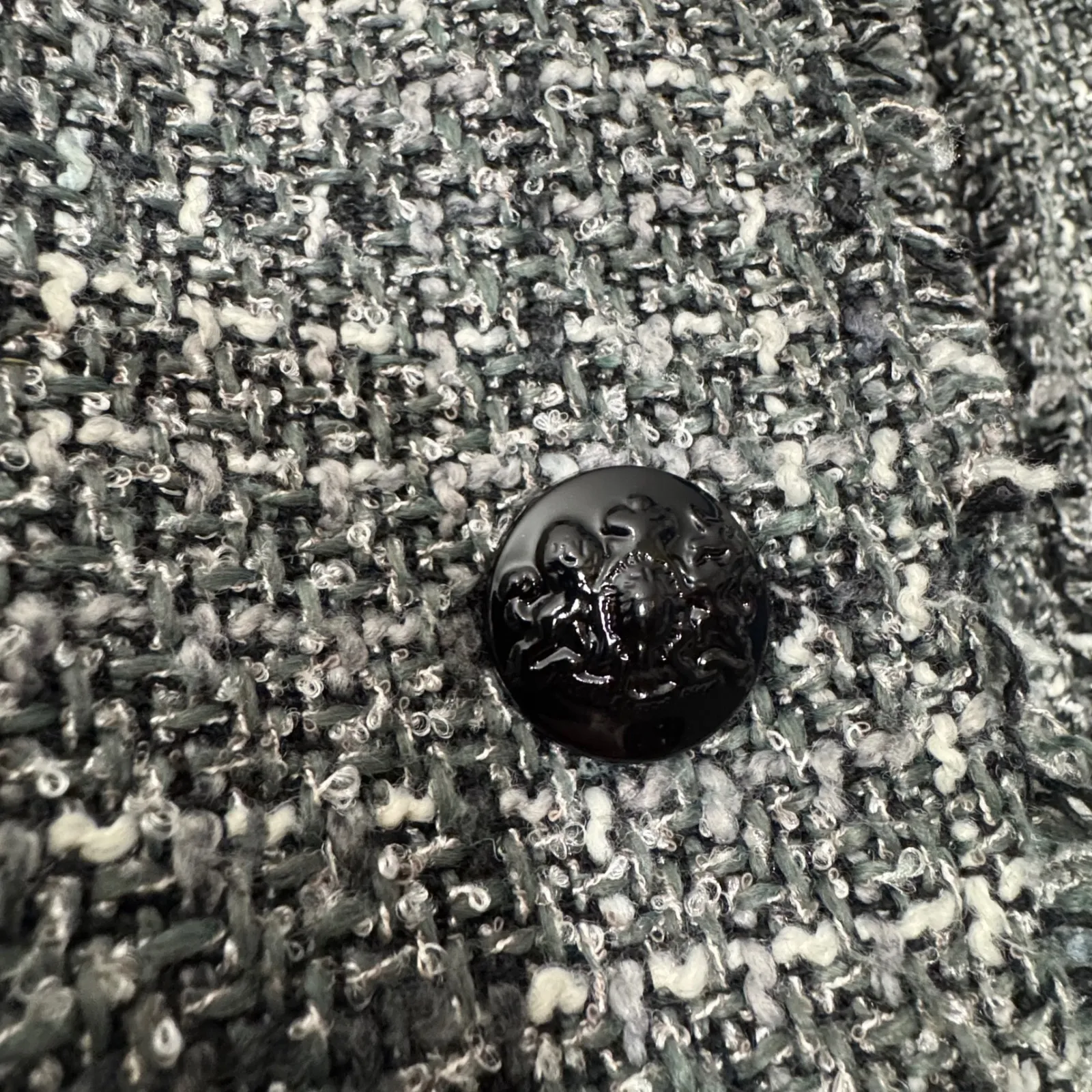 GUESS Los Angeles Womens Tweed Jacket Black White Fringe XL Academia 90s Classic - Image 5