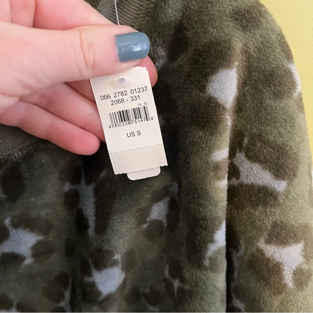 Aerie Green Cheetah Crewneck Sherpa Sweater S - Image 2