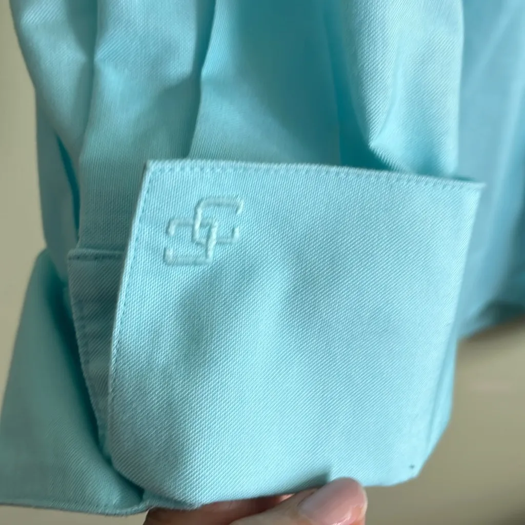 Chico’s No Iron Stretch Oxford Shirt, 3/4 sleeve No Iron, clear Aqua,size: 3/ 16 - Image 2