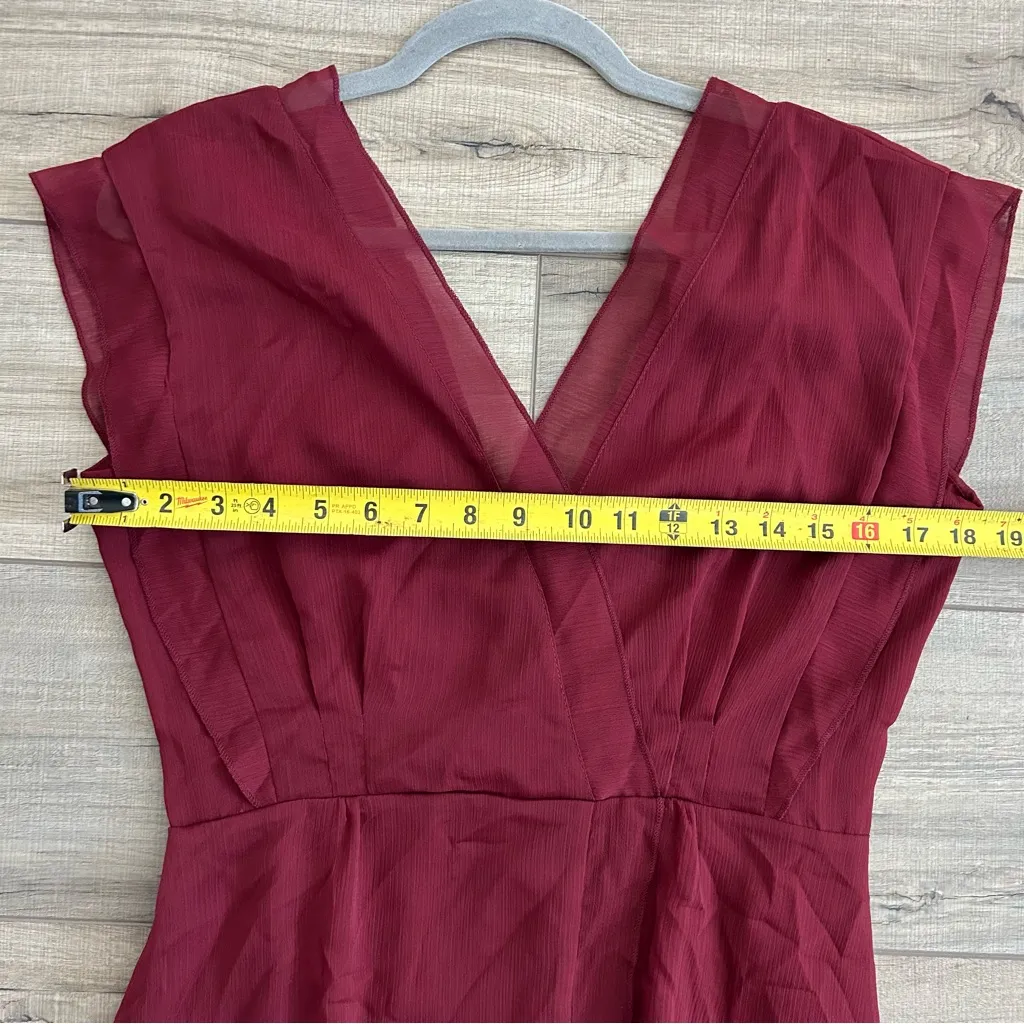 MNG Mango Burgundy Sleeveless V Neck Steamy Cross Maxi Flowy Dress NWT 6 - Image 9
