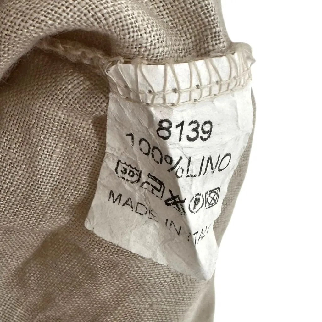 Meo Meli Italy Oatmeal 100% Linen Tiered Shirt Dress OS One Size Tan Size undefined - Image 5