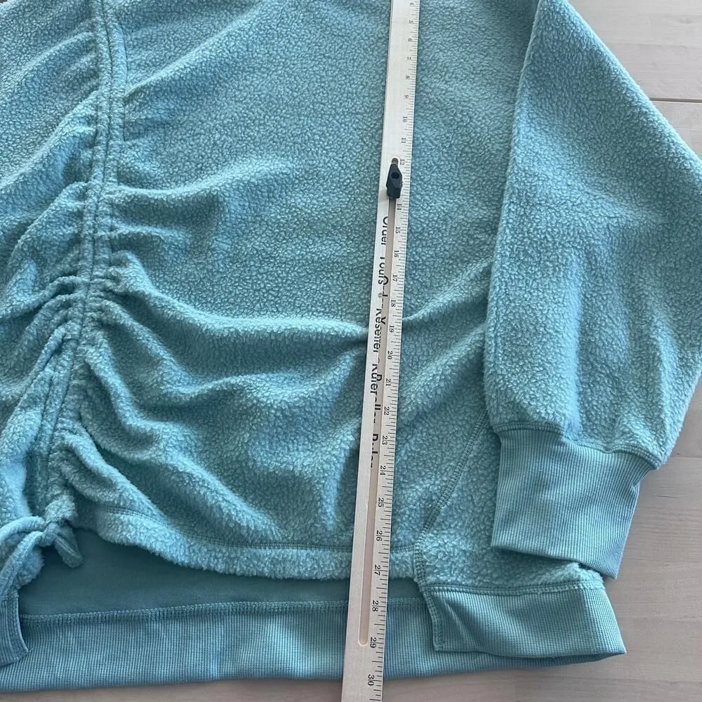 Tahari Fleece Sweater Womens 1X Funnelneck Cozy Thumbholes Dusty Blue - Image 11