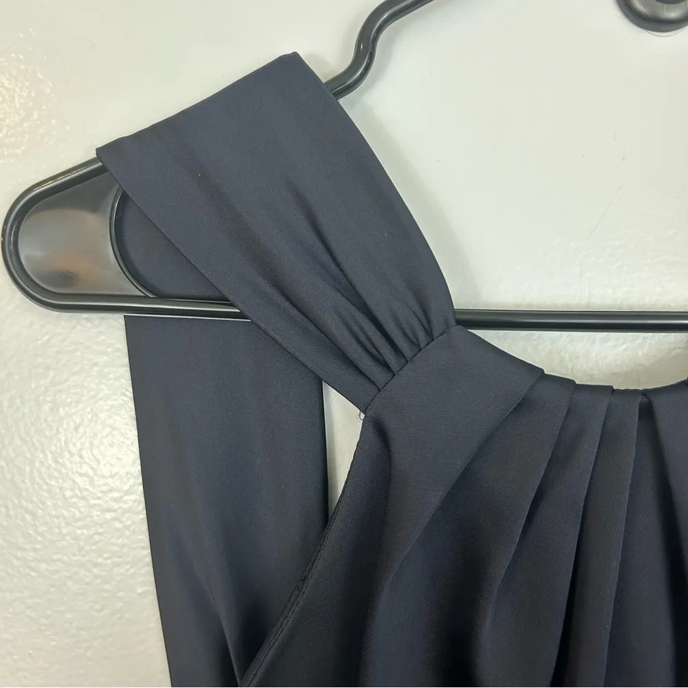 David Meister Dark Navy Blue Satin Sleeveless Sheath Dress  Size 12 - Image 4