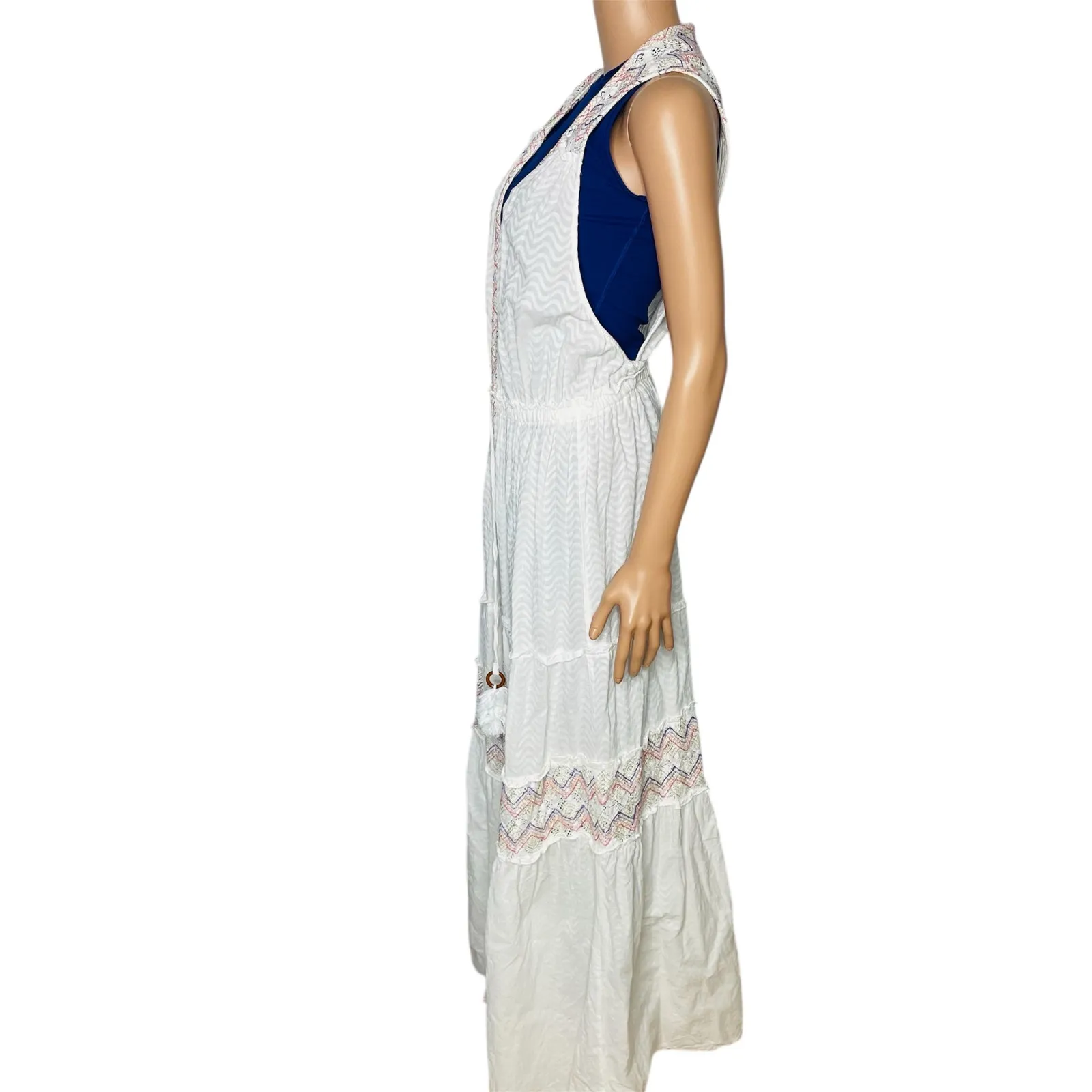Ramy Brook Paloma Chevron Coverup dress Long embroidered white - Image 4