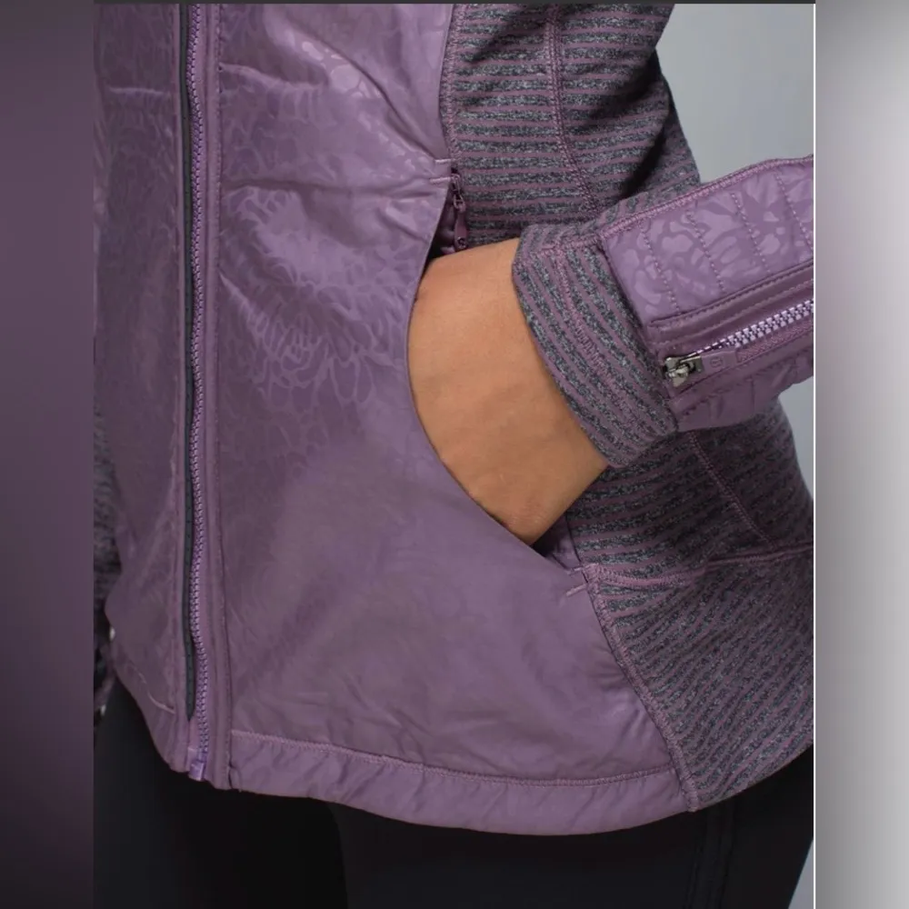 Lululemon Rebel Runner Jacket Heathered Black/Purple Fog Size 4 - Image 6