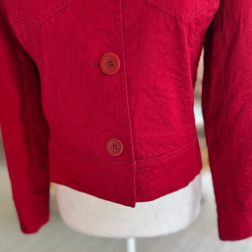 Jones New York Jacquard Animal Print Red Wine XSP Classic Office Chic Cropped - Image 6