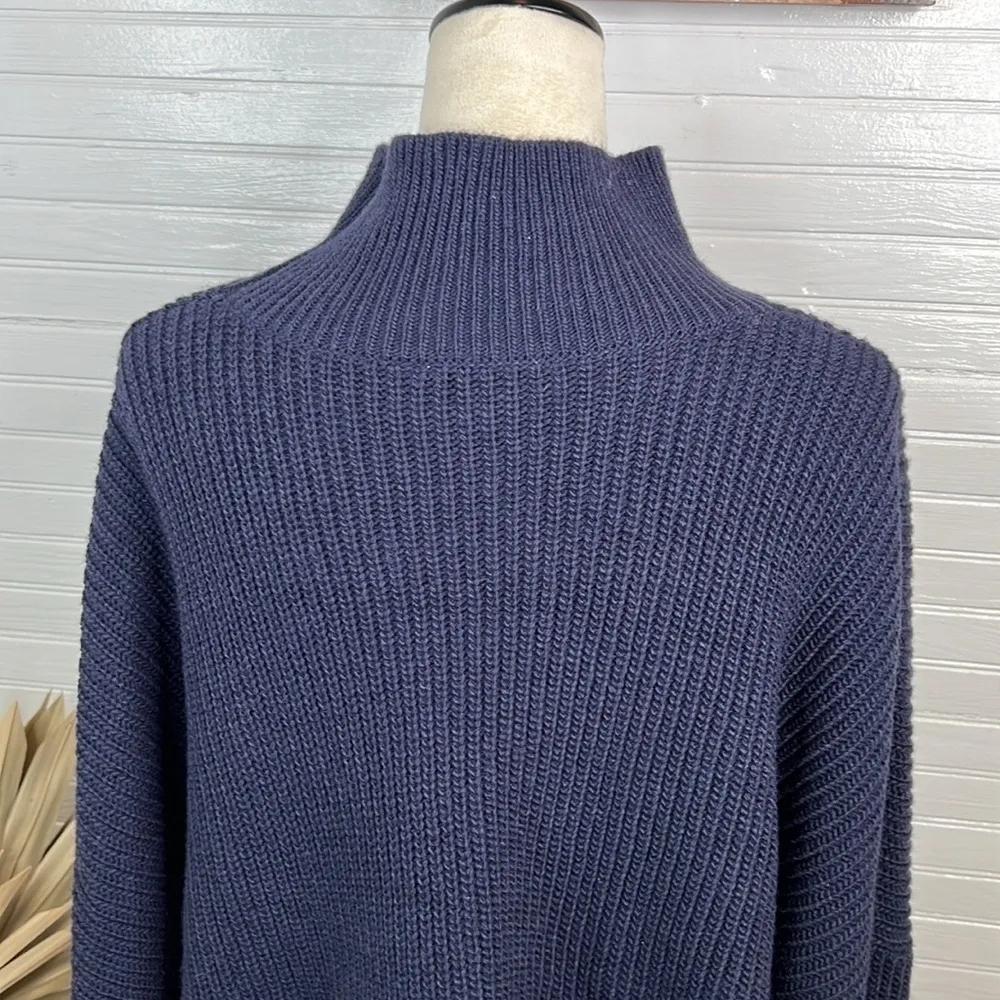 Topshop Drop shoulder Pullover Mock Neck Oversized Sweater Blue Size L US 12 - Image 6
