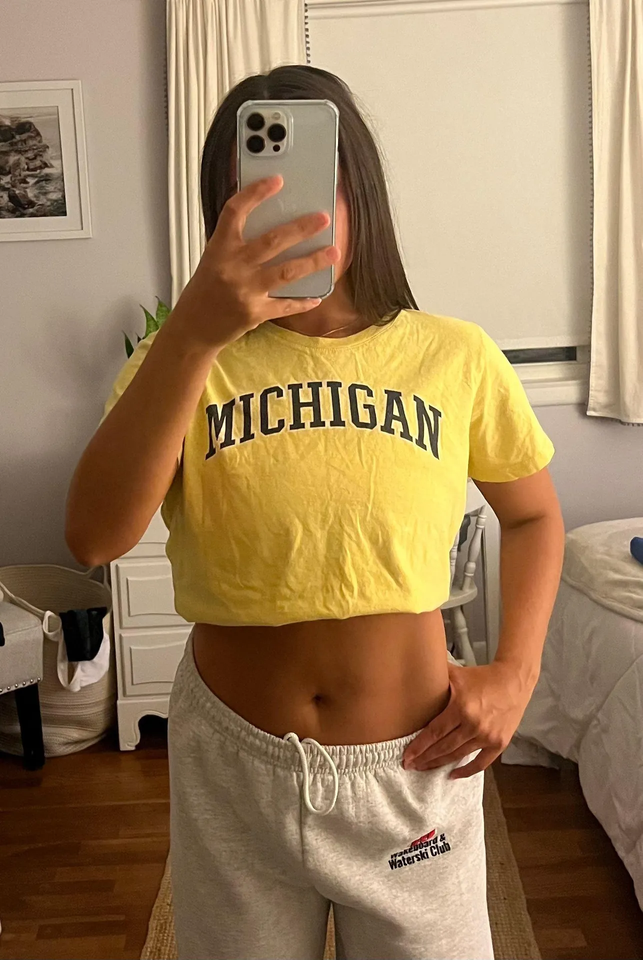 University Of Michigan Tshirt Yellow Size XL petite - Image 2