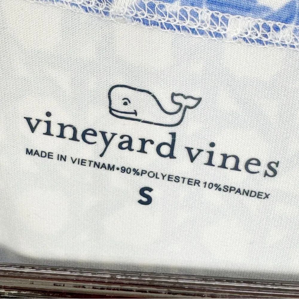 Vineyard‎ Vines Basket Print Simple Boatneck Tee Shirt UPF50 Blue White Small - Image 9