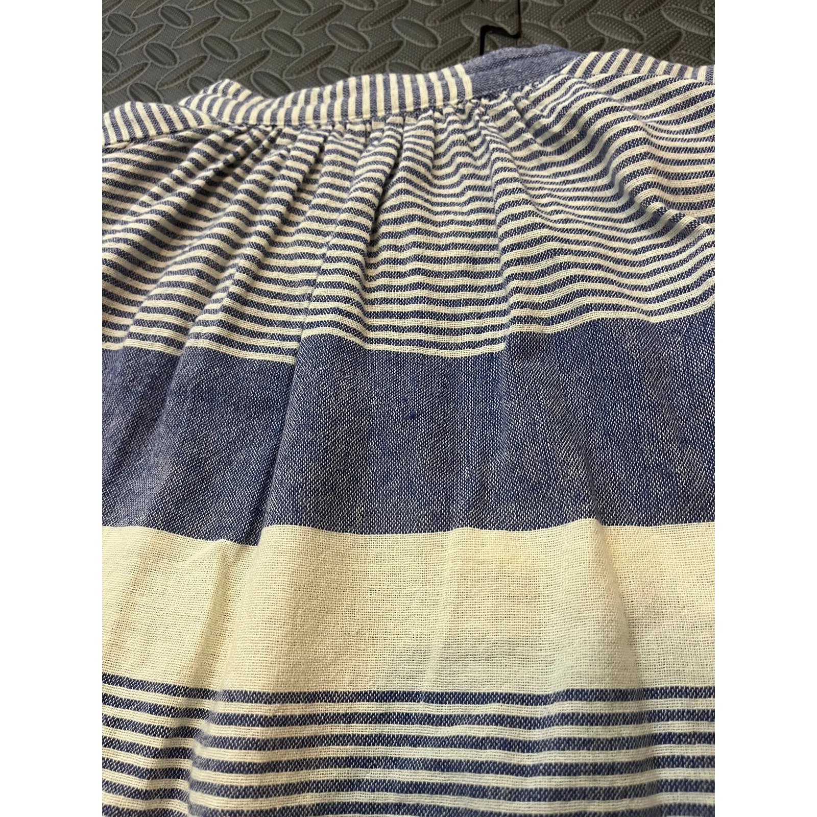 Apiece Apart Shirred Agata Top Cote‎ Stripe Navy Blouse Womens Size 4 - Image 9