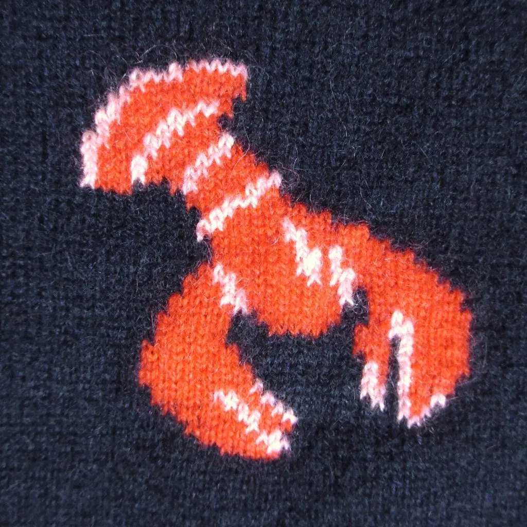NWT J.Crew Cashmere Crewneck Sweater in Ink Navy Flying Lobsters Print XS - Image 6