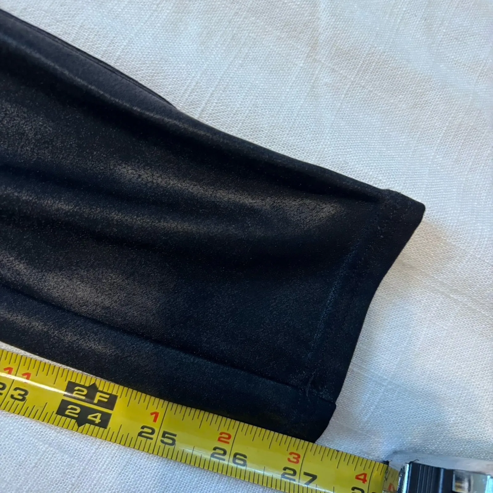 Spanx Leggings Women Medium Black Shimmer Metallic Faux Leather Leggings pants - Image 6