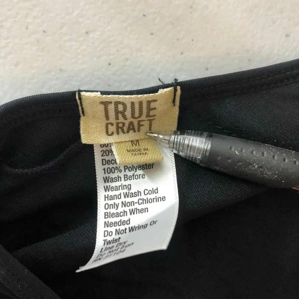 True Craft  Bikini Top Square Neck String Ties Stripe Black M - Image 3