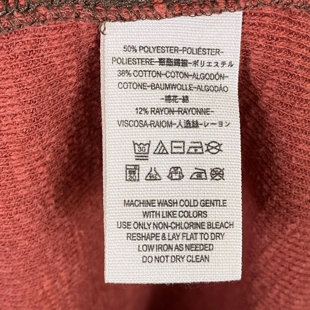 Free People We the  Rust Orange Split Back Turtleneck Sweater Size L - Image 7