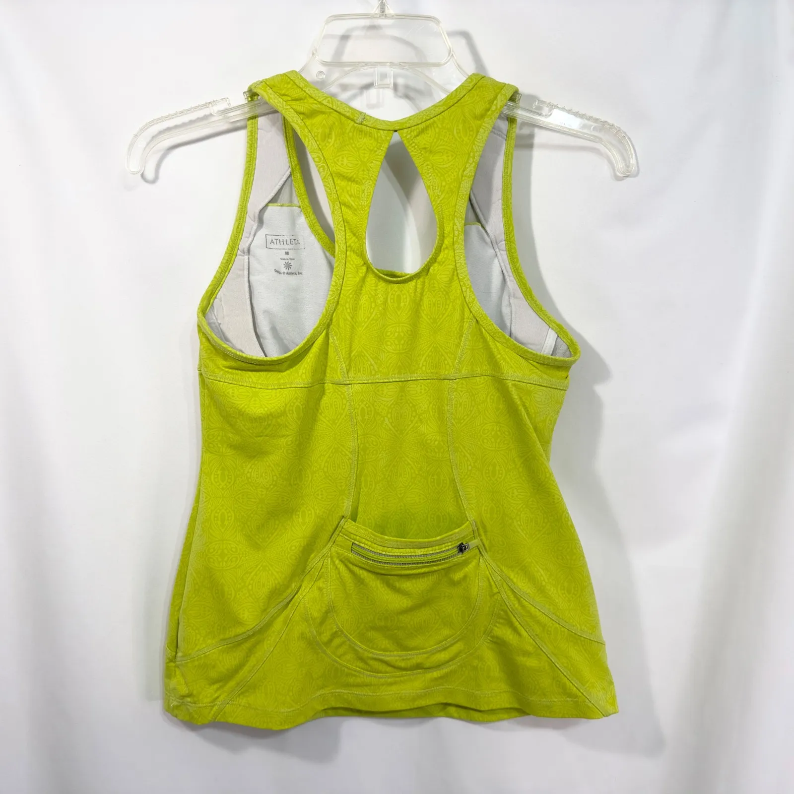 Athleta Medium Tank Top Racerback Workout Running Top‎ with Pocket Lime 667 - Image 7