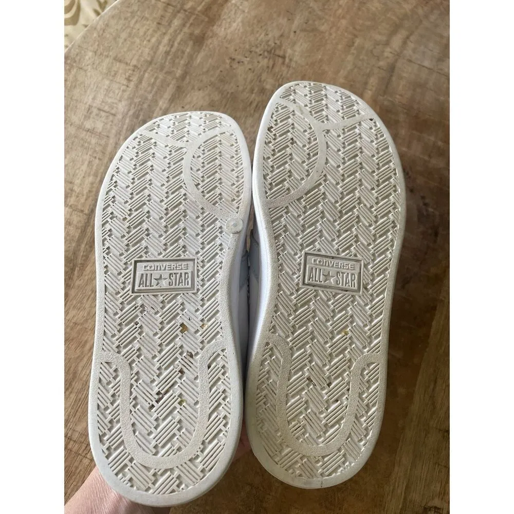 CONVERSE One Star Leather White Sneakers Light Blue Trim Women’s Size US 6 - Image 8