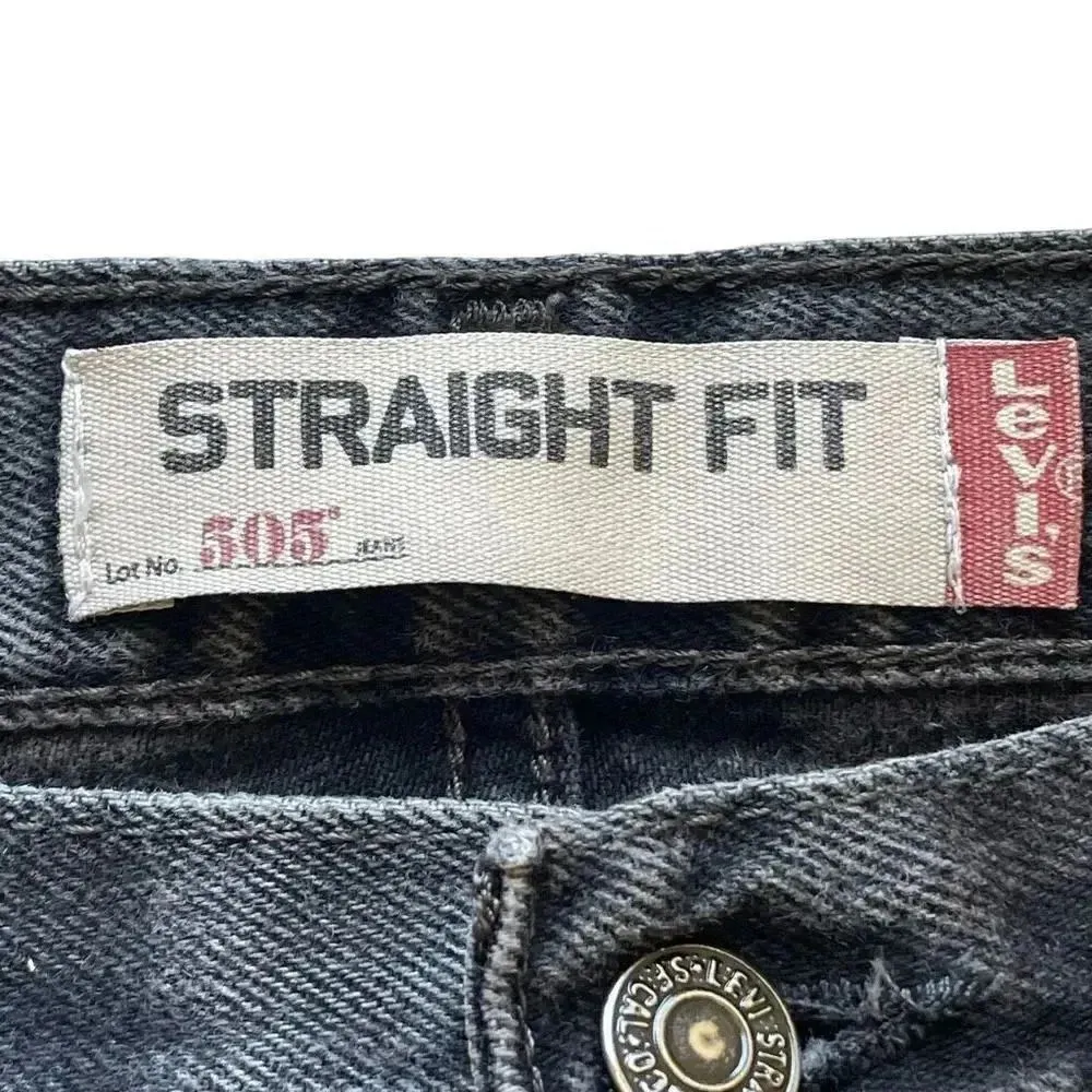 Levi Strauss #505 Black Cotton Straight Fit Men’s Denim Jeans SZ 34 # 1339 - Image 4
