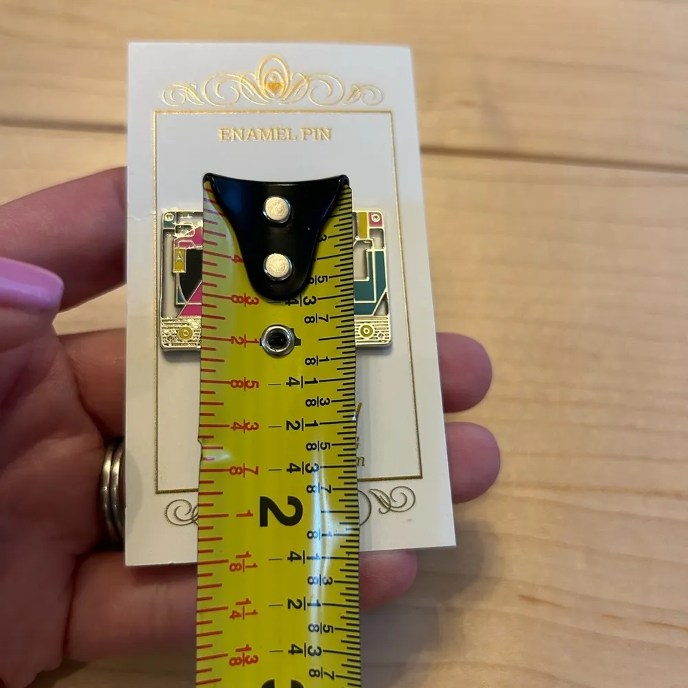 NWT New on Card cassette tape hard enamel shiny metal pin button flair Blue - Image 4