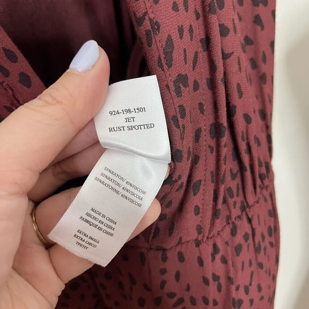 Rails Jet V-Neck Jumpsuit Women’s Size XS Rust Spotted Wide Leg Belted Cropped - Image 10