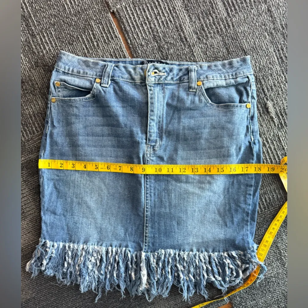 Boomboo Jeans Fringe Hem Denim Skirt Blue Women’s Size M Size M - Image 9