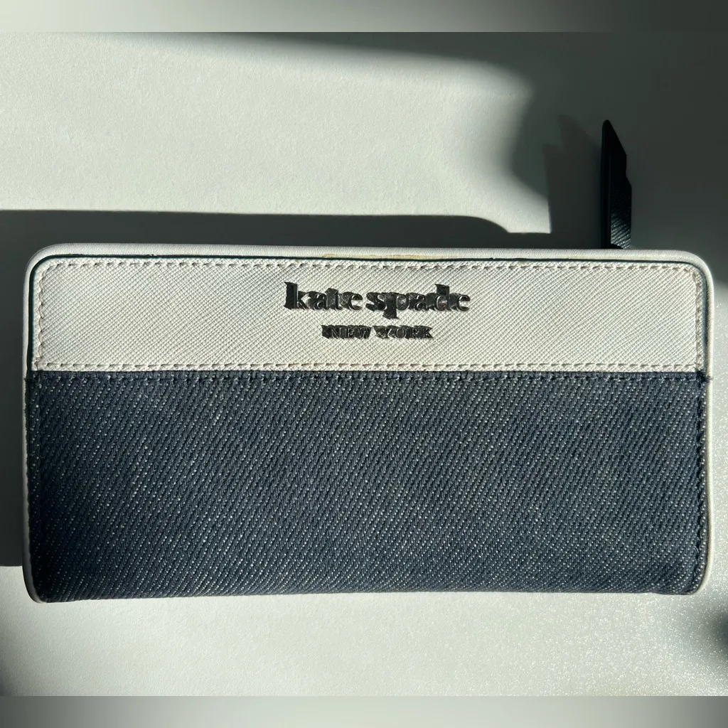 Kate Spade New York Cameron Denim Colorblock Large Slim Bifold Wallet - Image 2