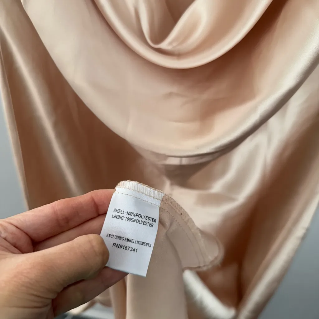 Hello Molly US 4 NEW Lavish Lowv Satin Maxi Dress Champagne NYE Holiday - Image 9