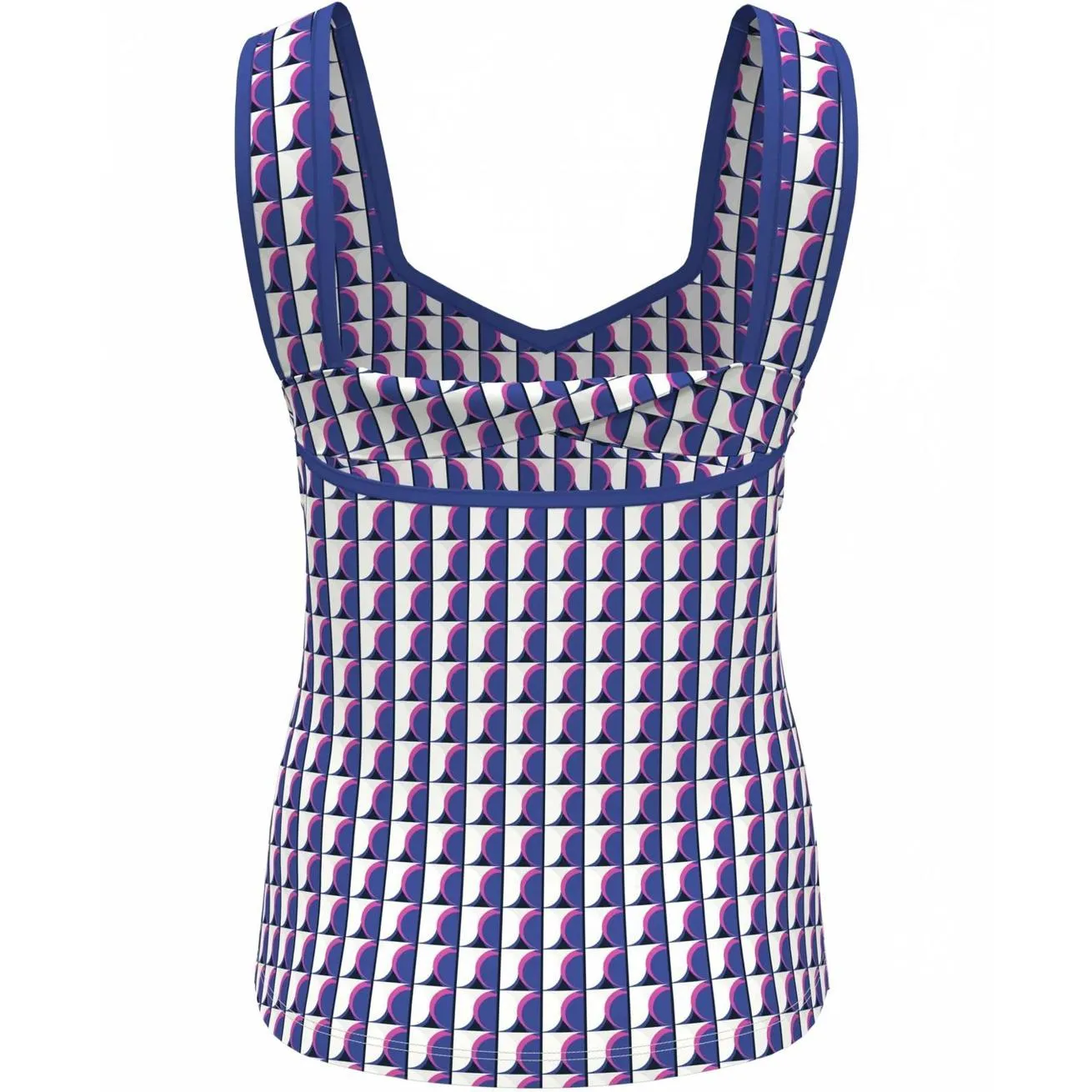 Penguin Geo Print Sweetheart Neckline Back Knot Tennis Tank Top Nebulas Blue - Image 5