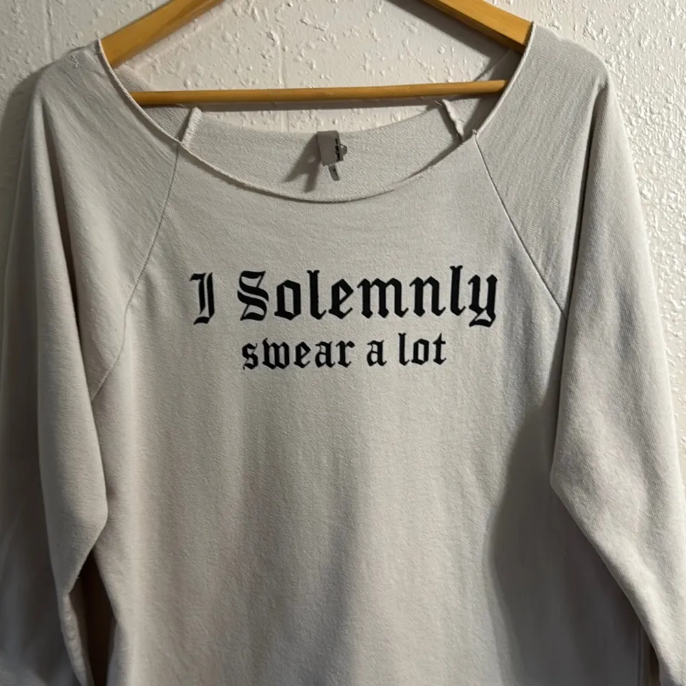 I Solemnly Swear A Lot Slouchy 3/4 sleeves Women's Graphic Top Black Size XL - Image 3