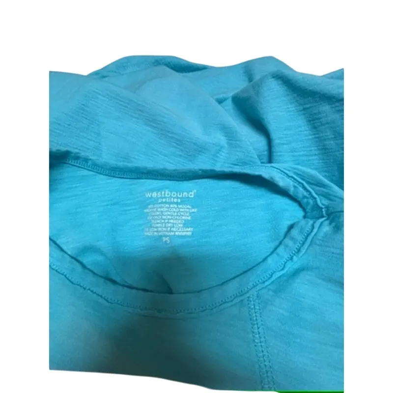 Westbound Petites‎ Light Blue Tee PS Cotton Modal 3/4 Sleeve - Image 3