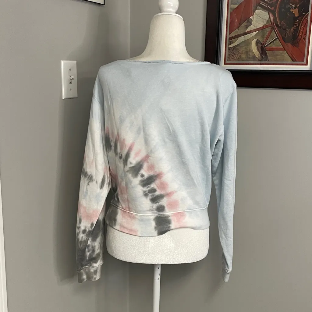 Victorias Secret PINK Supernova Tie Dye Slouchy Crop Off the Shoulder Sweatshirt - Image 3