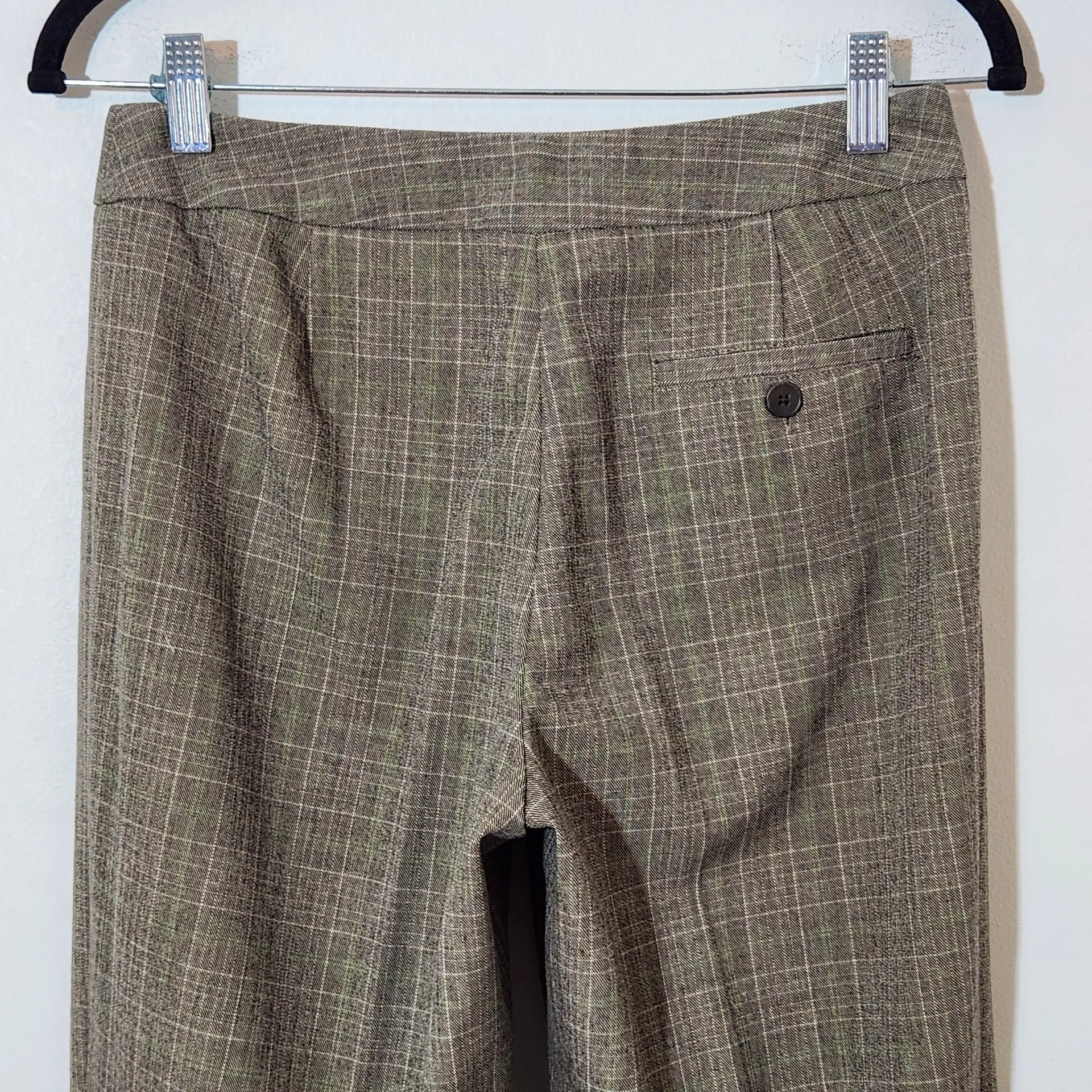 Rafaella Brown Plaid Dress Pants Size 6 Petite Brown and Green Plaid Trousers - Image 6