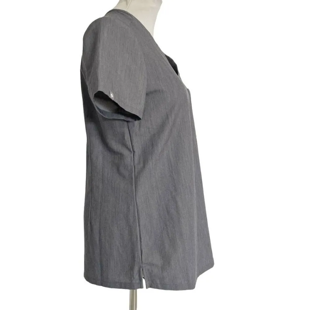 FIGS Size XS Gray Scrub Top Short Sleeve Uniform Nurse Doctor Medical Tech - Image 3