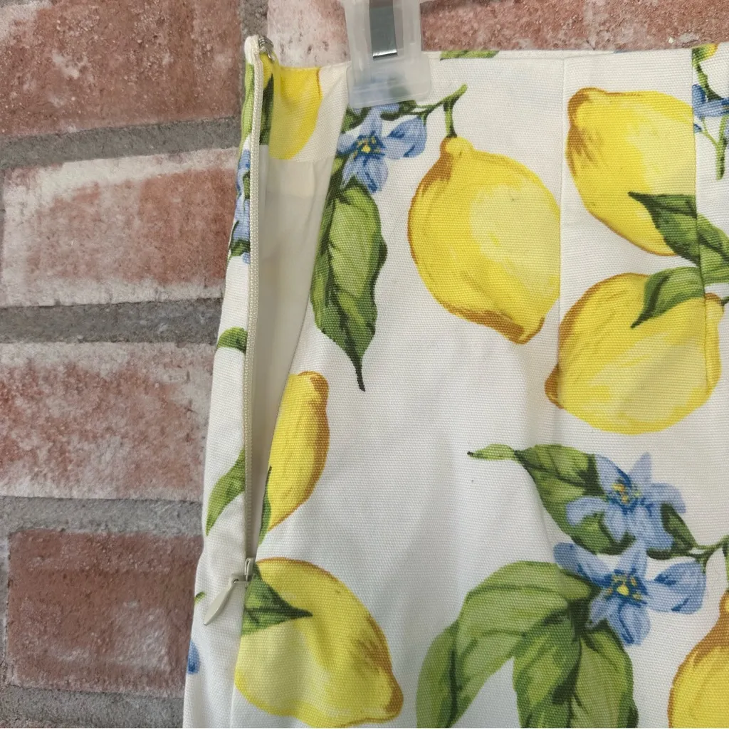 Talbots Lemon Print A Line Short Skirt Women’s 2 Yellow Cotton Stretchy - Image 4