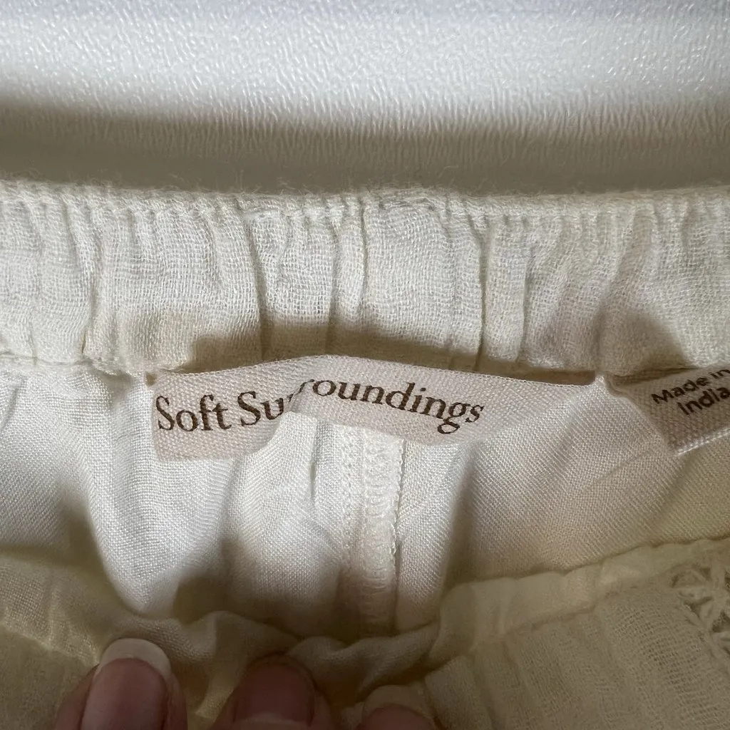 Soft‎ Surroundings Fringe Skirt M White Cream Boho Prairie Demure Gauze - Image 4