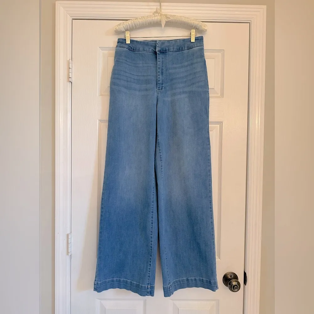 Oat New York Wide Leg High Waist Denim Jeans Light Wash Womens Sz 6 28 Boho Blue - Image 5