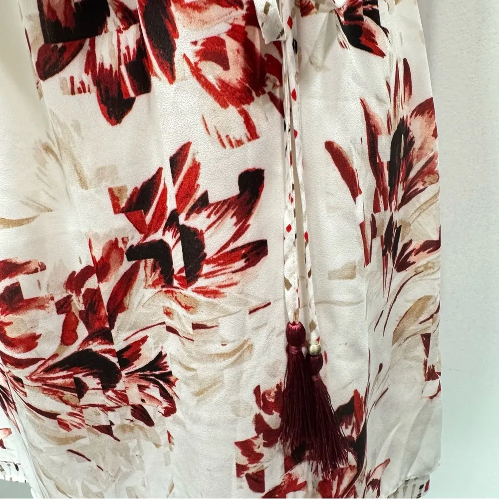 White House Black Market Blousy Pleated Belted Cold Shoulder Midi Dress Boho - Image 6