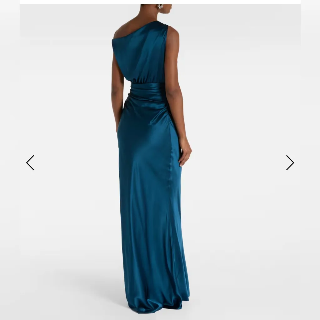 NWT THE SEI Draped silk satin gown Asymmetric sky 65" from shoulder - Image 2