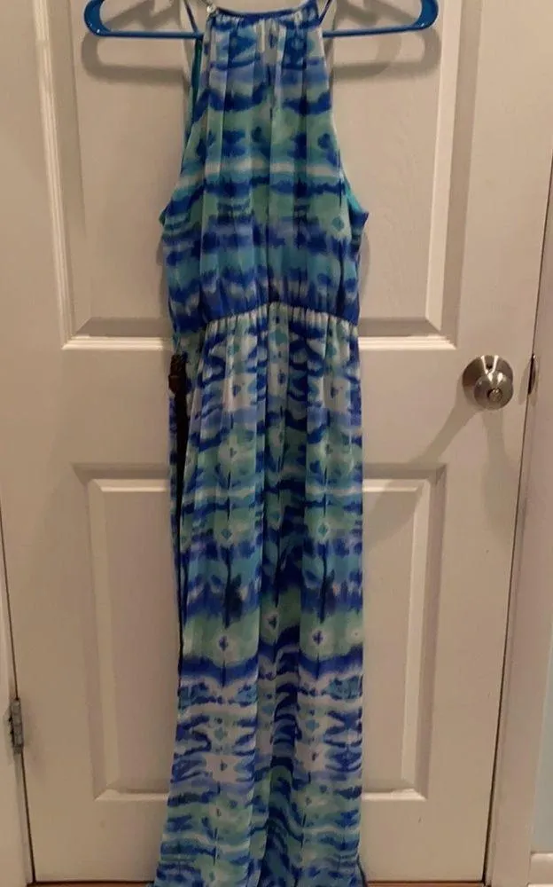 Flowy green and blue maxi dress - Image 2