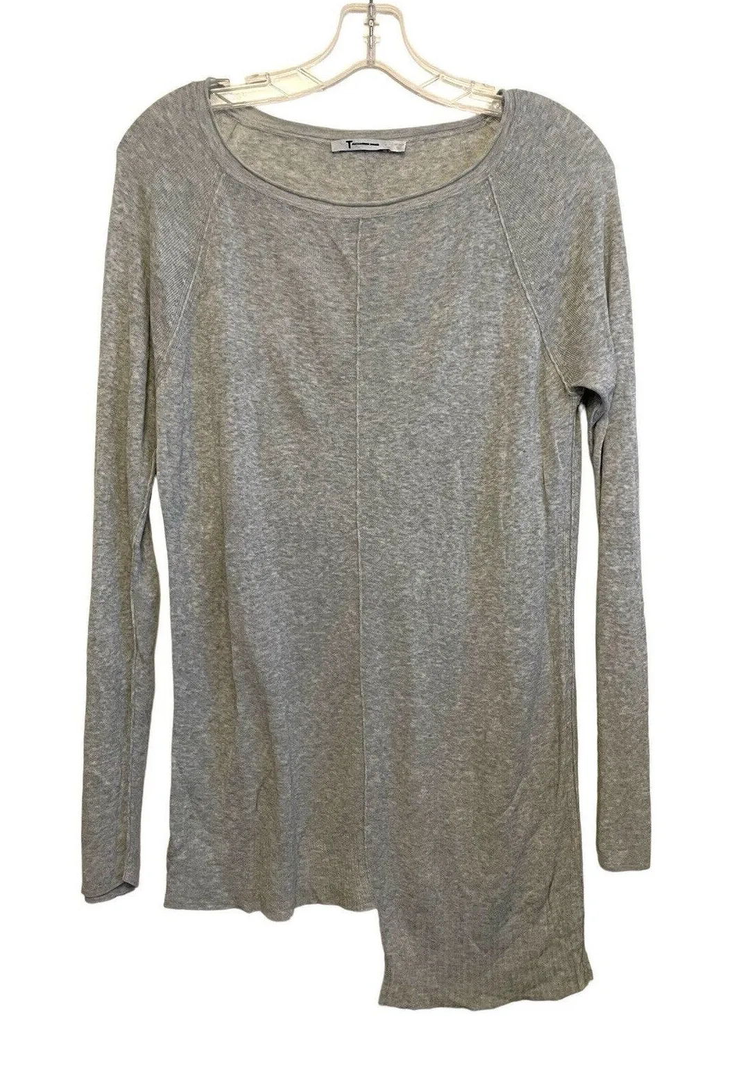 T Alexander Wang Long Sleeve Asymmetrical Sweater Women Size Medium Gray Light - Image 1