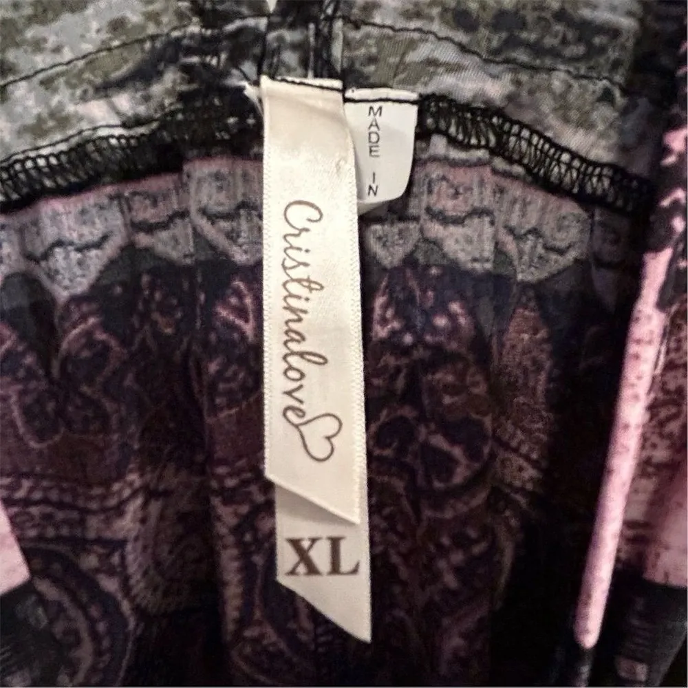 Cristina Love Women's XL V-Neck Short Sleeve Multicolor Boho Dress Y2K style - Image 7